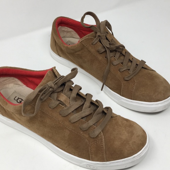Ugg Karine suede tan leather lace up sneakers - Picture 1 of 8